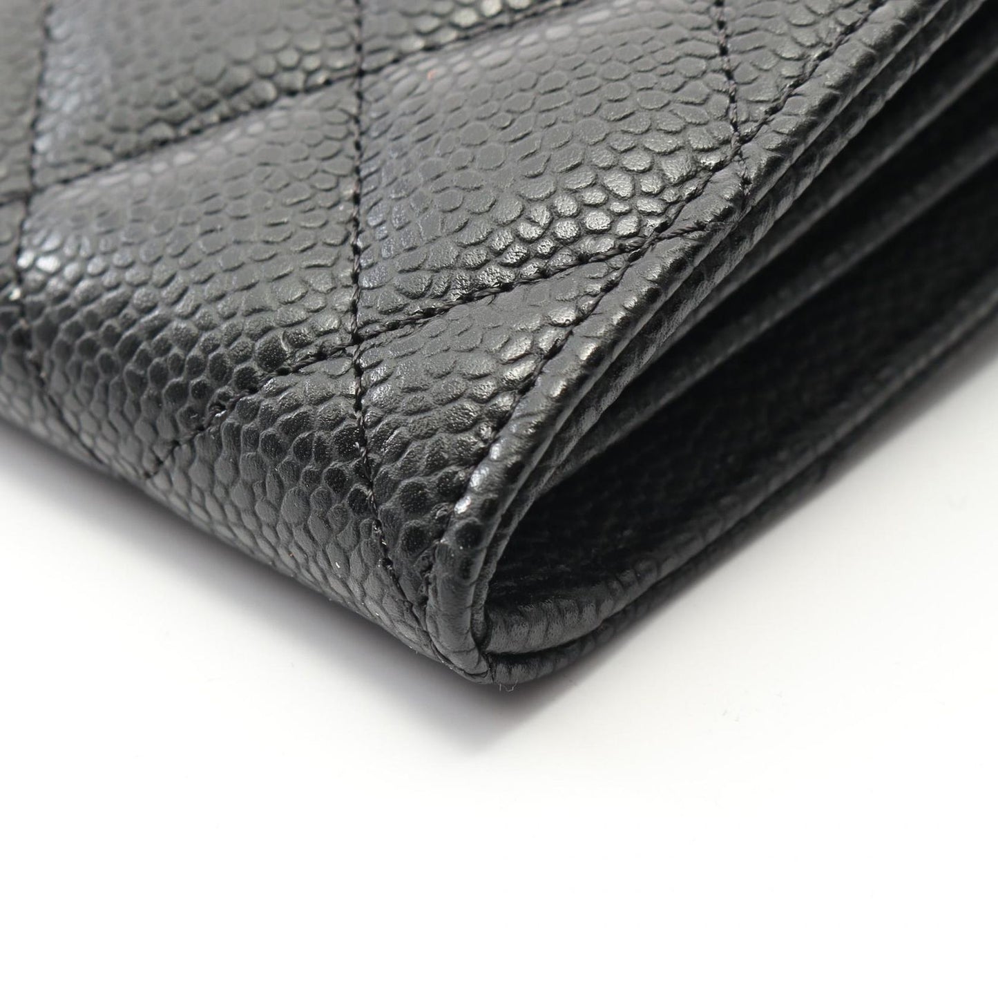Chanel Bifold Wallet Quilted Black Caviar Leather Long Flap — view 7