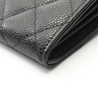 Chanel Bifold Wallet Quilted Black Caviar Leather Long Flap — view 7