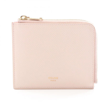 Celine Coin Case L-shaped Zipper Light Pink Leather Compact