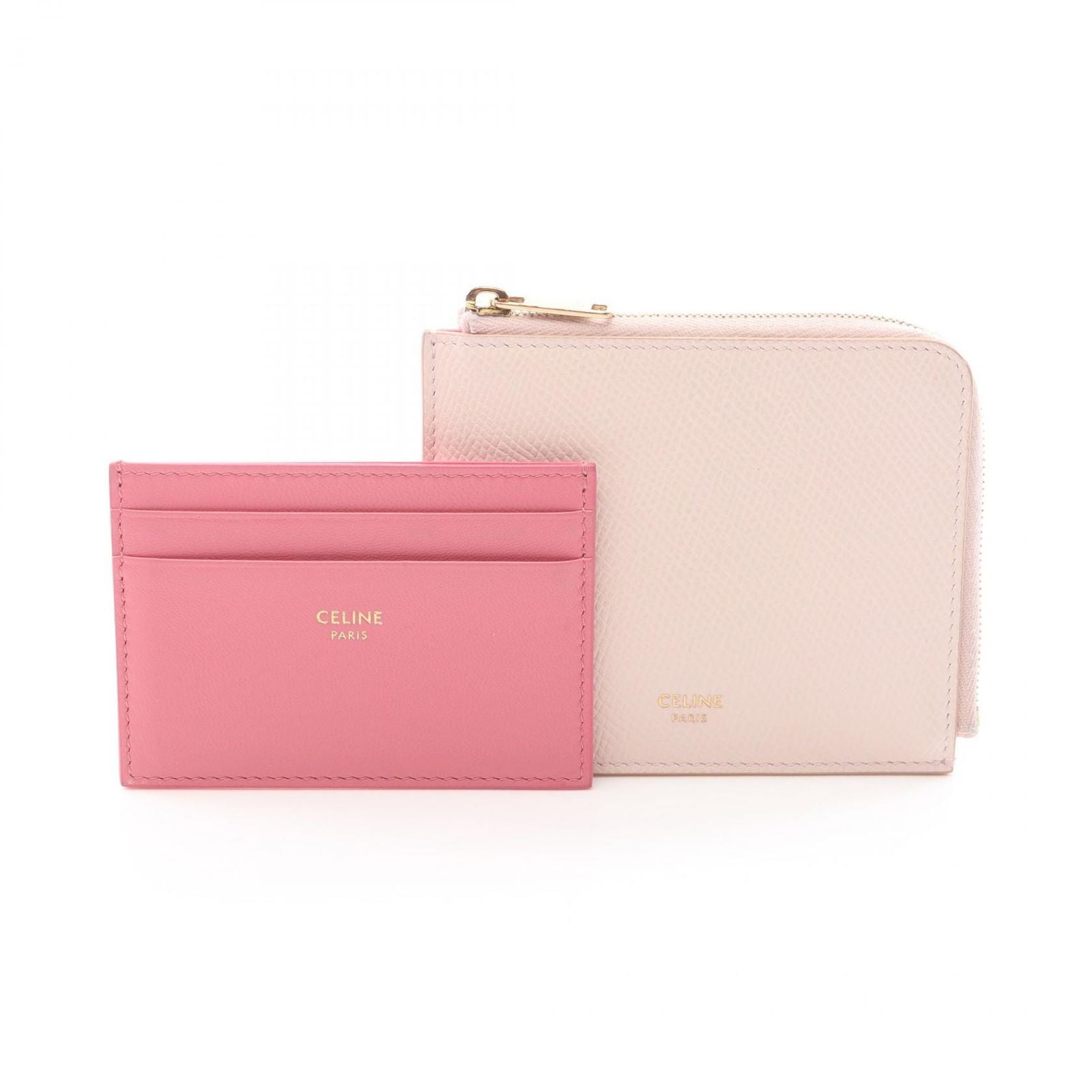 Celine Coin Case L-shaped Zipper Light Pink Leather Compact — view 5
