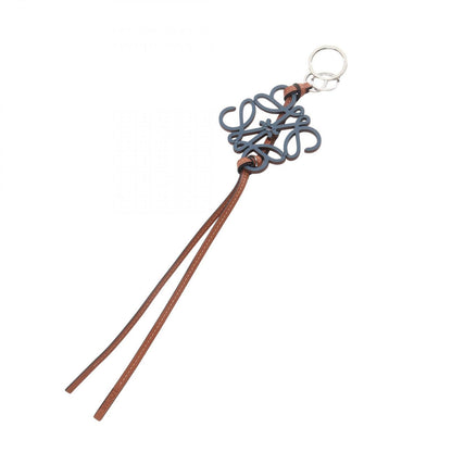 Loewe Key Holder Anagram Navy Brown Leather Charm