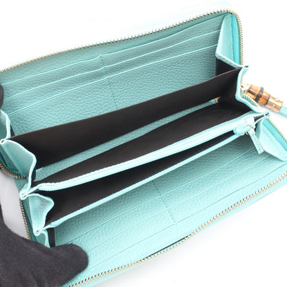 Tiffany & Co Round Wallet Bamboo Cobalt Blue Leather — view 3