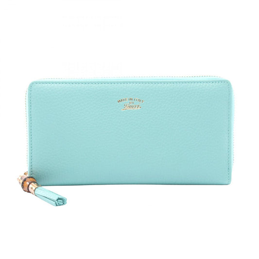 Tiffany & Co Round Wallet Bamboo Cobalt Blue Leather