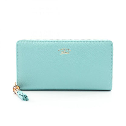 Tiffany & Co Round Wallet Bamboo Cobalt Blue Leather