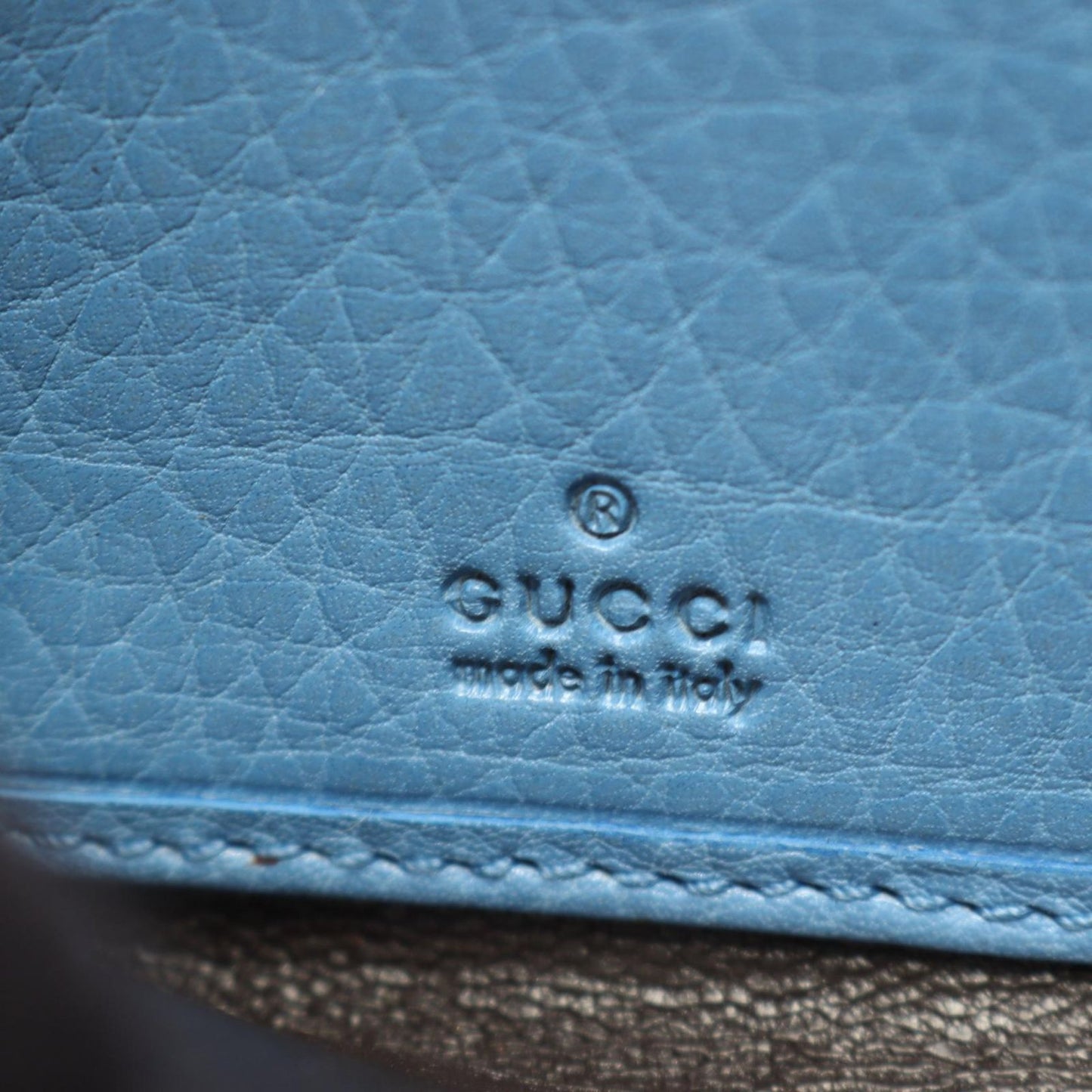 Gucci Round Wallet Bamboo Blue Leather — view 4