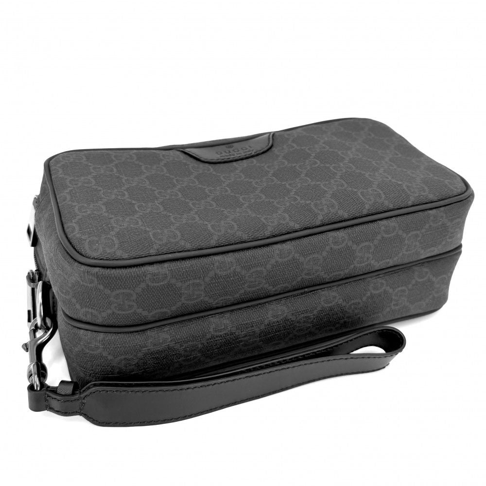 Gucci Clutch Second Pouch GG Supreme Canvas Leather Black Gunmetal — view 3