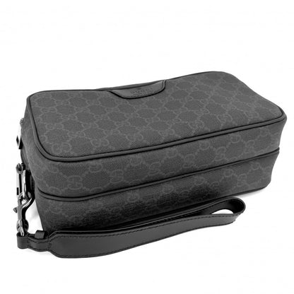 Gucci Clutch Second Pouch GG Supreme Canvas Leather Black Gunmetal — view 3