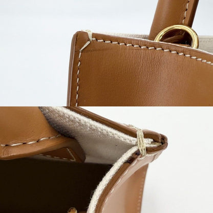 Celine 2-Way Mini Vertical Cover Mini Shoulder Bag Canvas Leather Ivory Brown — view 7
