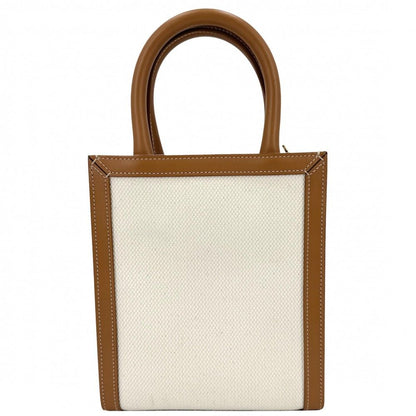 Celine 2-Way Mini Vertical Cover Mini Shoulder Bag Canvas Leather Ivory Brown — view 2