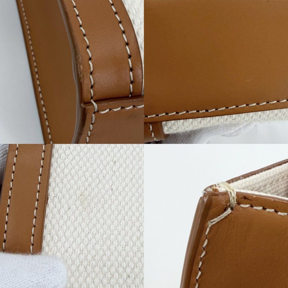 Celine 2-Way Mini Vertical Cover Mini Shoulder Bag Canvas Leather Ivory Brown — view 6