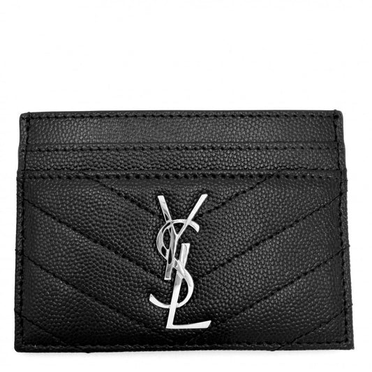 Saint Laurent Paris Card Case Cassandra Set Era Leather Black Silver