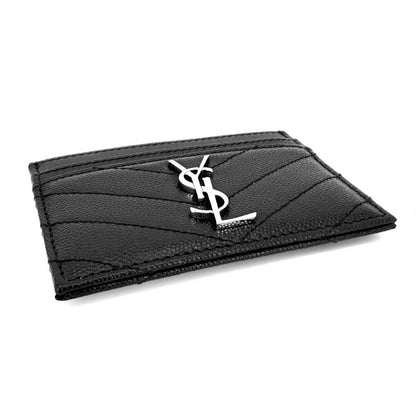 Saint Laurent Paris Card Case Cassandra Set Era Leather Black Silver — view 3