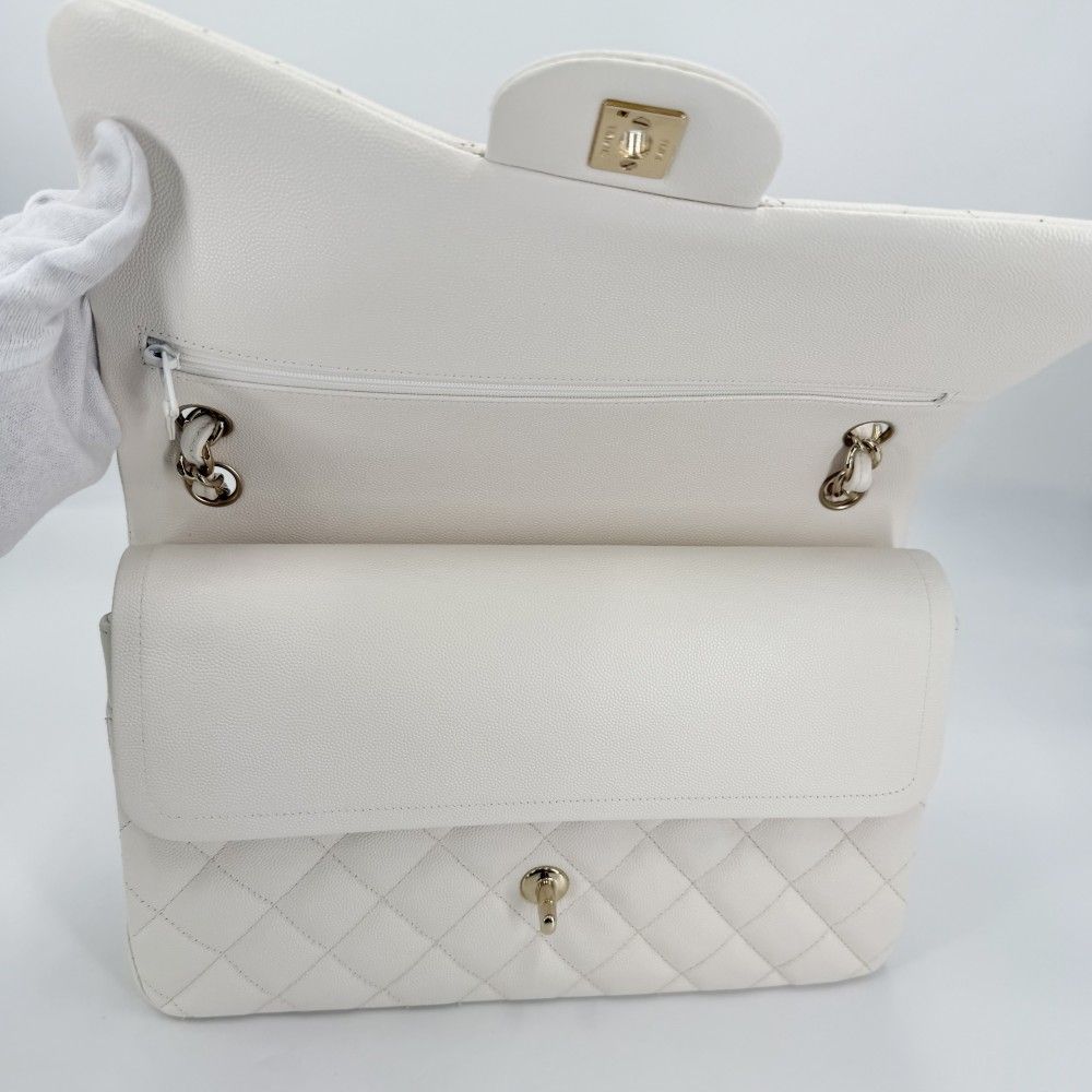 Chanel Shoulder Bag Quilted 30 CC Logo Turnlock Double Flap Bag Chain Caviar — view 4
