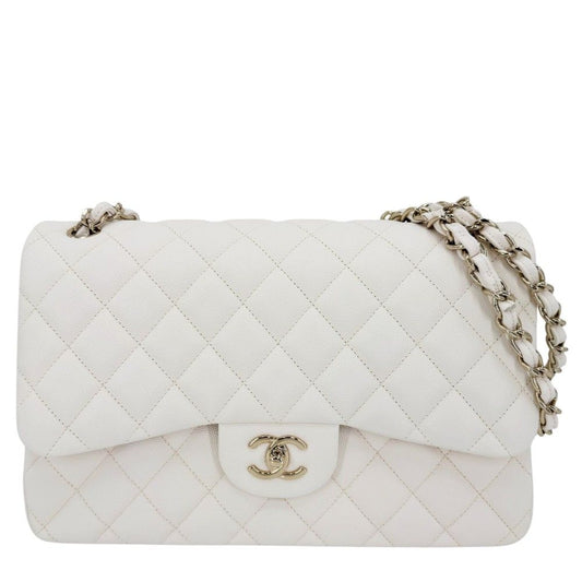 Chanel Shoulder Bag Quilted 30 CC Logo Turnlock Double Flap Bag Chain Caviar