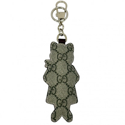 Gucci Key Ring Yu Higuchi Collaboration Key Holder Charm Cat GG Supreme Leather — view 2