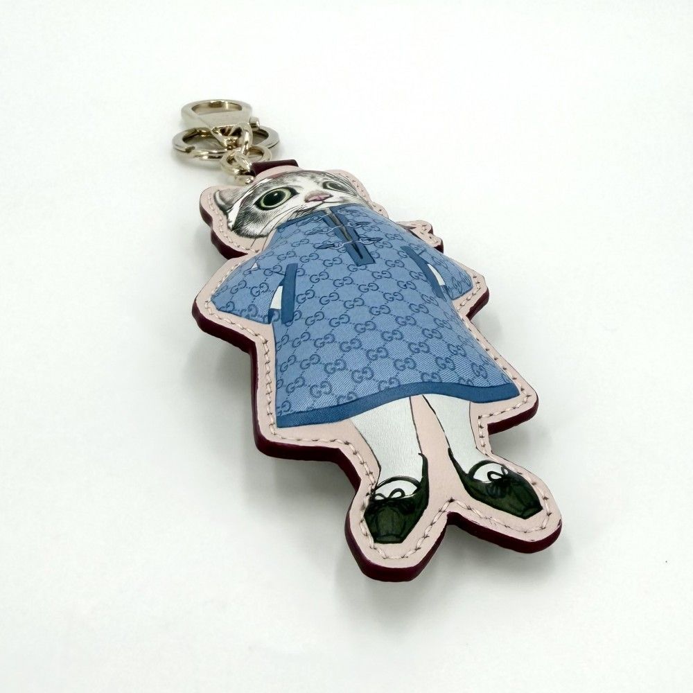 Gucci Key Ring Yu Higuchi Collaboration Key Holder Charm Cat GG Supreme Leather — view 3