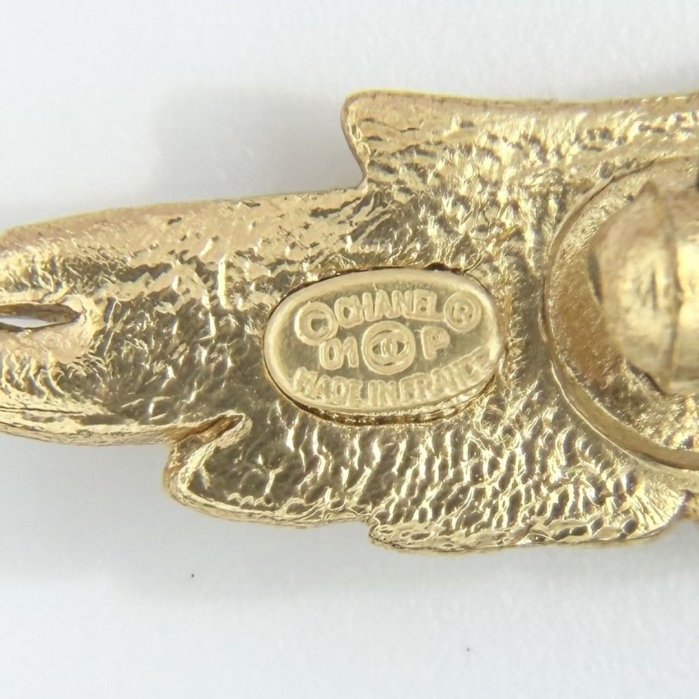 Chanel Brooch CC Logo Eagle Vintage Bird Motif Rhinestone Gold — view 4