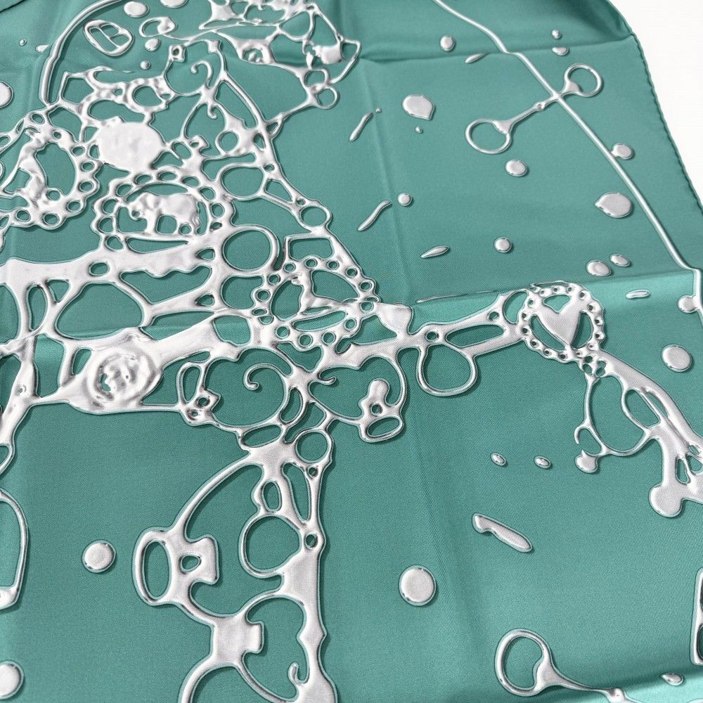 Hermes Scarf Carre 90 Cheval Fusion Carres Silk Green White — view 4
