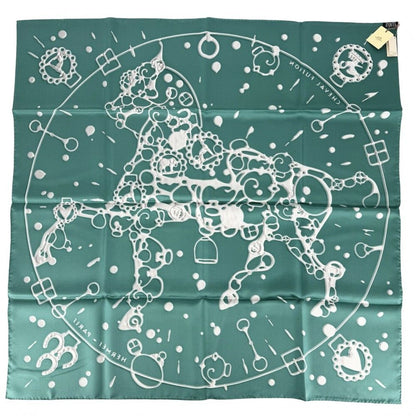 Hermes Scarf Carre 90 Cheval Fusion Carres Silk Green White — view 2