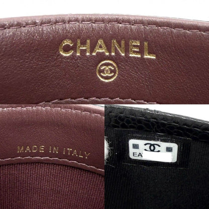 Chanel Card Case Quilted Classic Era CC Logo Caviar Leather Black Gold — view 4
