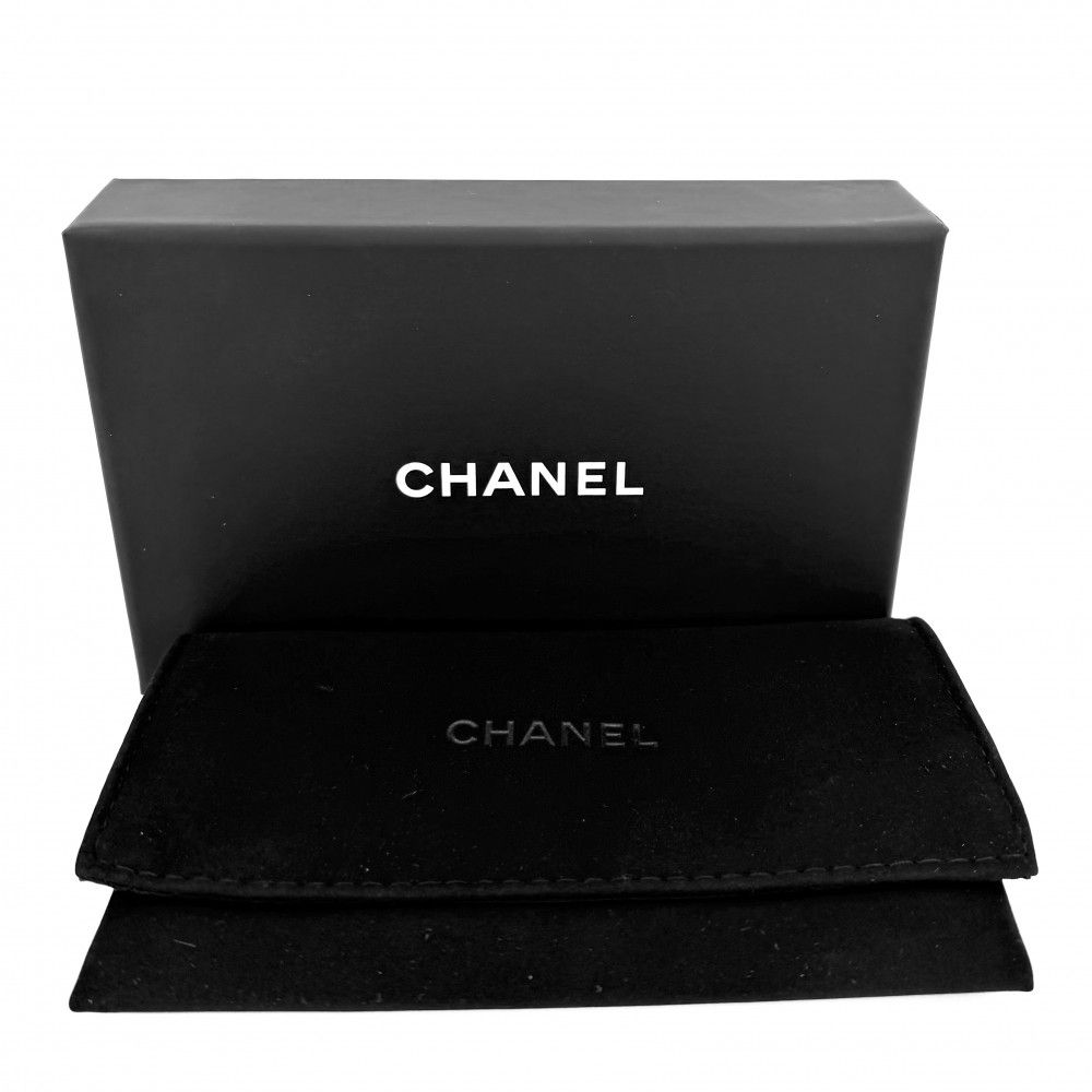 Chanel Card Case Quilted Classic Era CC Logo Caviar Leather Black Gold — view 7