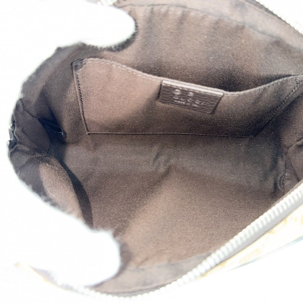 Gucci Waist Bag Pouch GG Canvas Leather Brown Silver — view 4