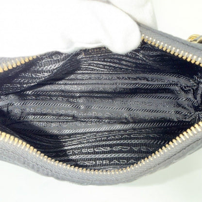 Prada 2-Way Triangle Logo Mini Bag Crossbody Quilted Nylon Black Gold — view 4