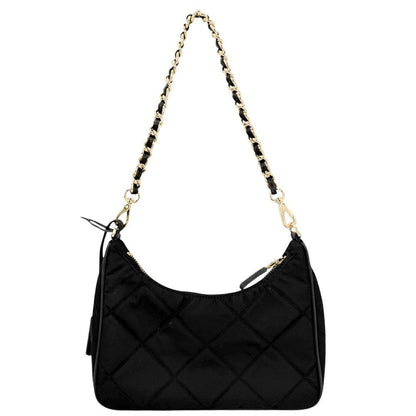 Prada 2-Way Triangle Logo Mini Bag Crossbody Quilted Nylon Black Gold — view 2