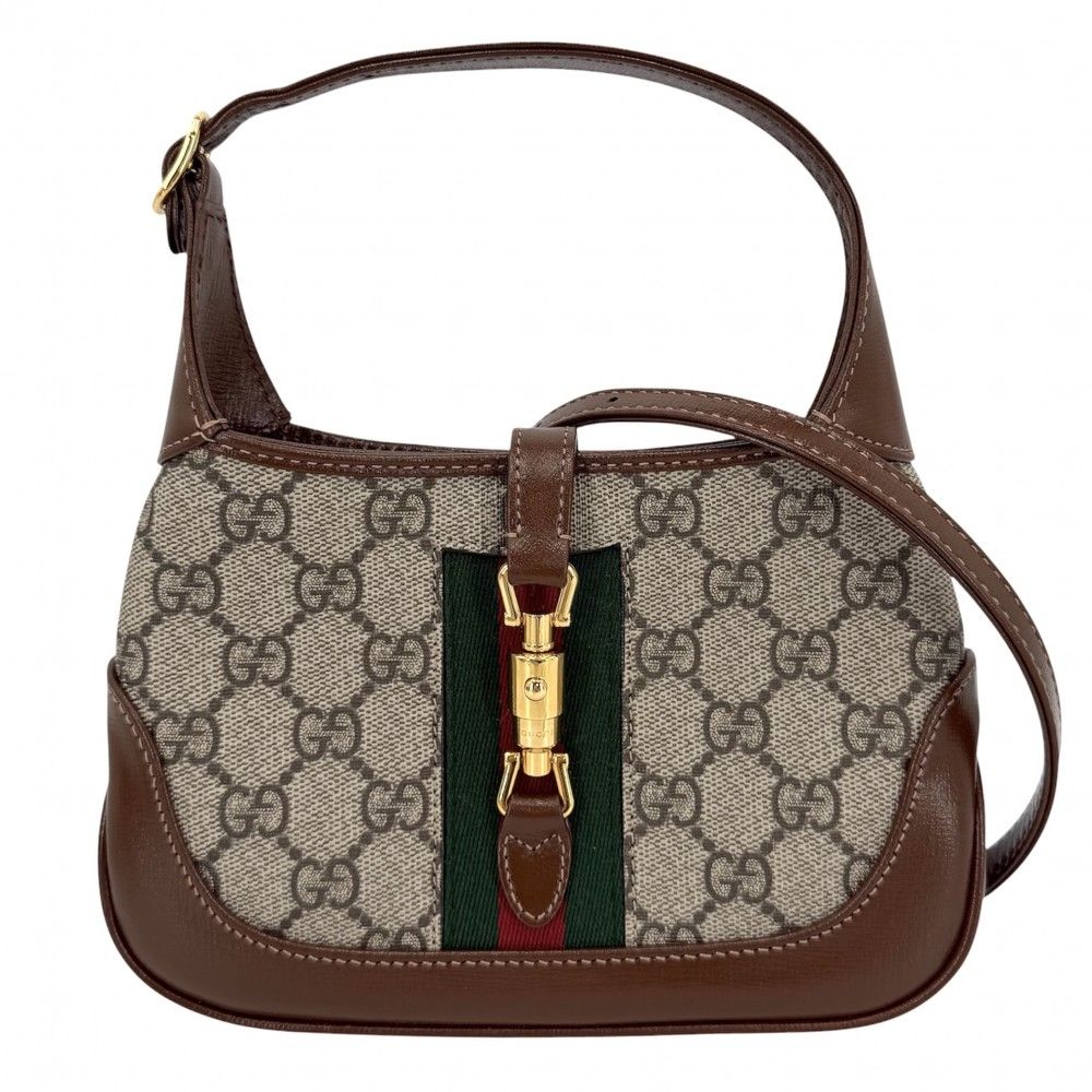 Gucci 2-Way Jackie Mini Hobo Shoulder Bag Crossbody Sherry Line GG Supreme