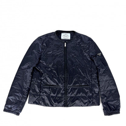 Prada Jacket Color Down Triangle Logo 44 Navy Silver Polyamide Spring Autumn