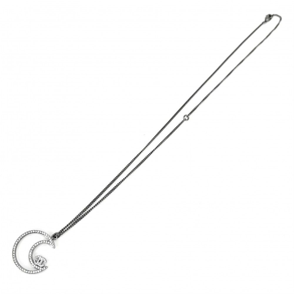Chanel Necklace Moon Motif CC Logo Adjuster with Star Rhinestone 17k Silver — view 5