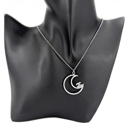Chanel Necklace Moon Motif CC Logo Adjuster with Star Rhinestone 17k Silver — view 3
