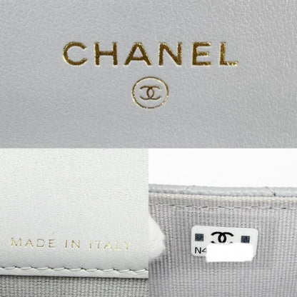 Chanel Shoulder Bag Mini Quilted CC Logo Crossbody Caviar Leather Gray Gold — view 5