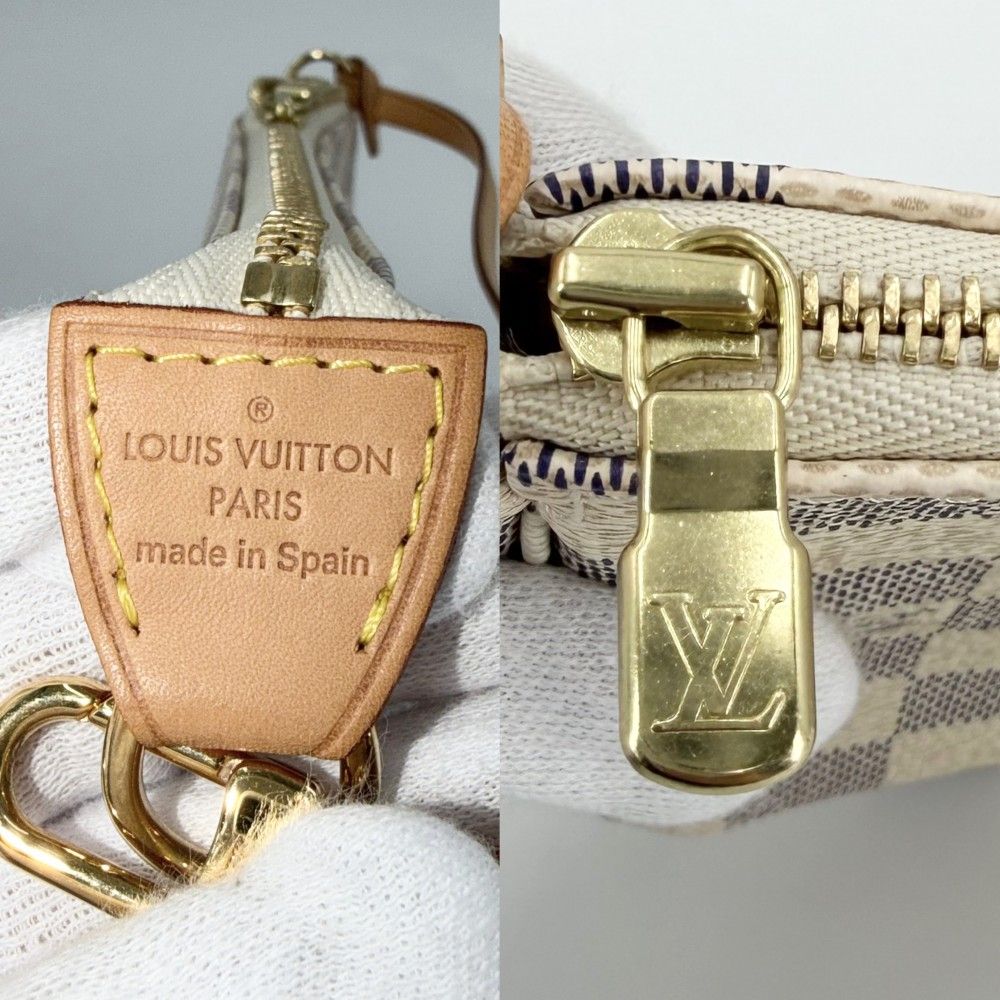Louis Vuitton Handbag Pochette Accessoires Damier Azur Canvas White Gold — view 5