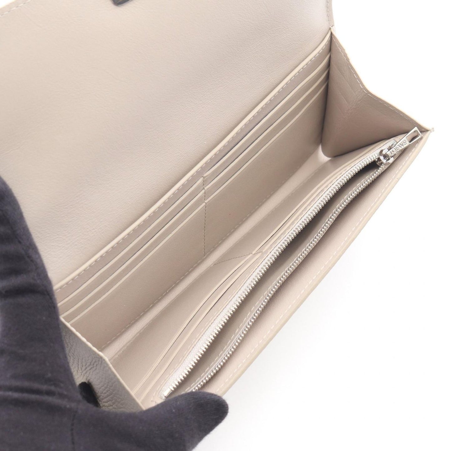 Loewe Bifold Wallet Anagram Continental Light Beige Leather — view 3