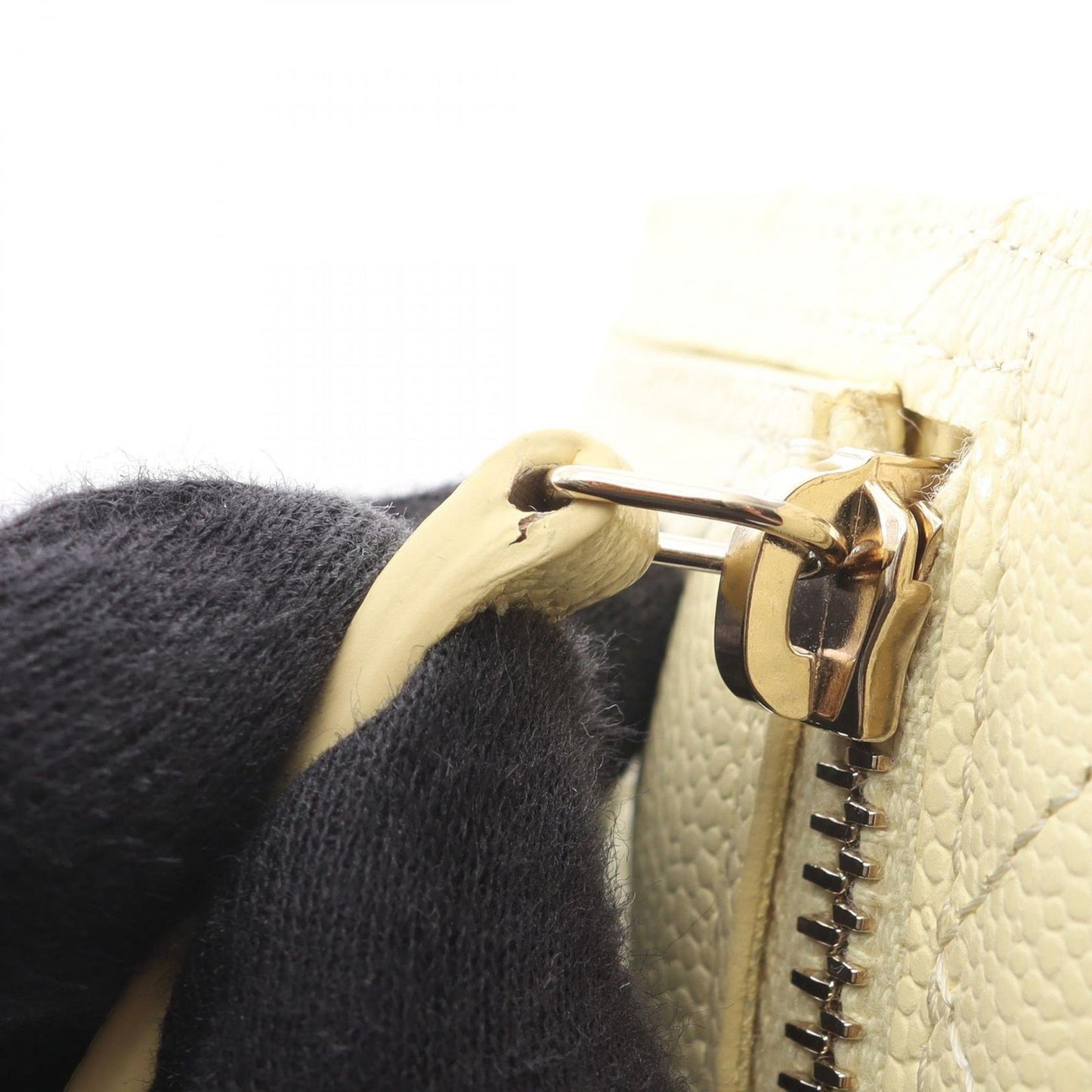 Chanel Trifold Wallet Classic Small Flap Pastel Yellow Caviar Leather Quilted — view 7
