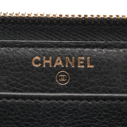 Chanel Round Wallet CC Logo Studs Black Leather — view 4