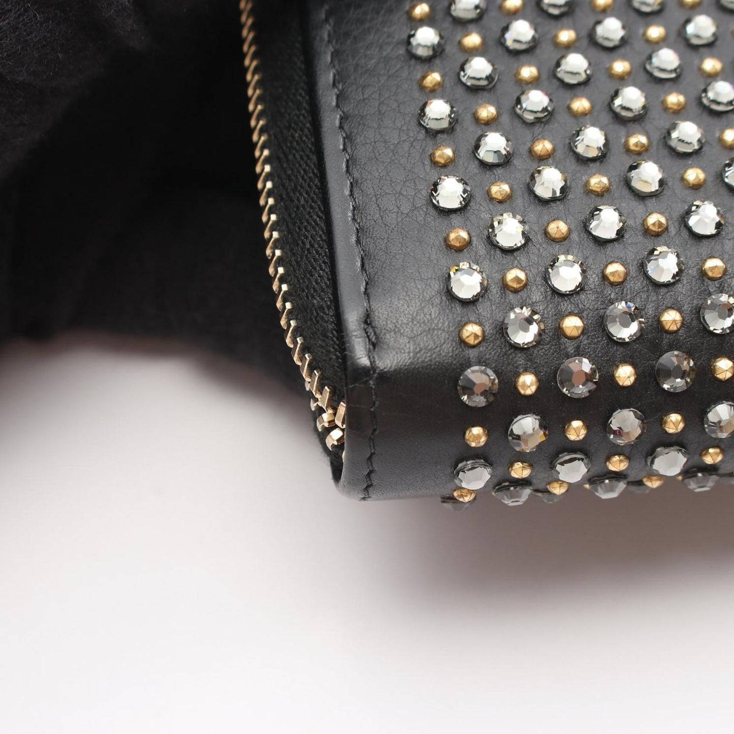 Chanel Round Wallet CC Logo Studs Black Leather — view 8