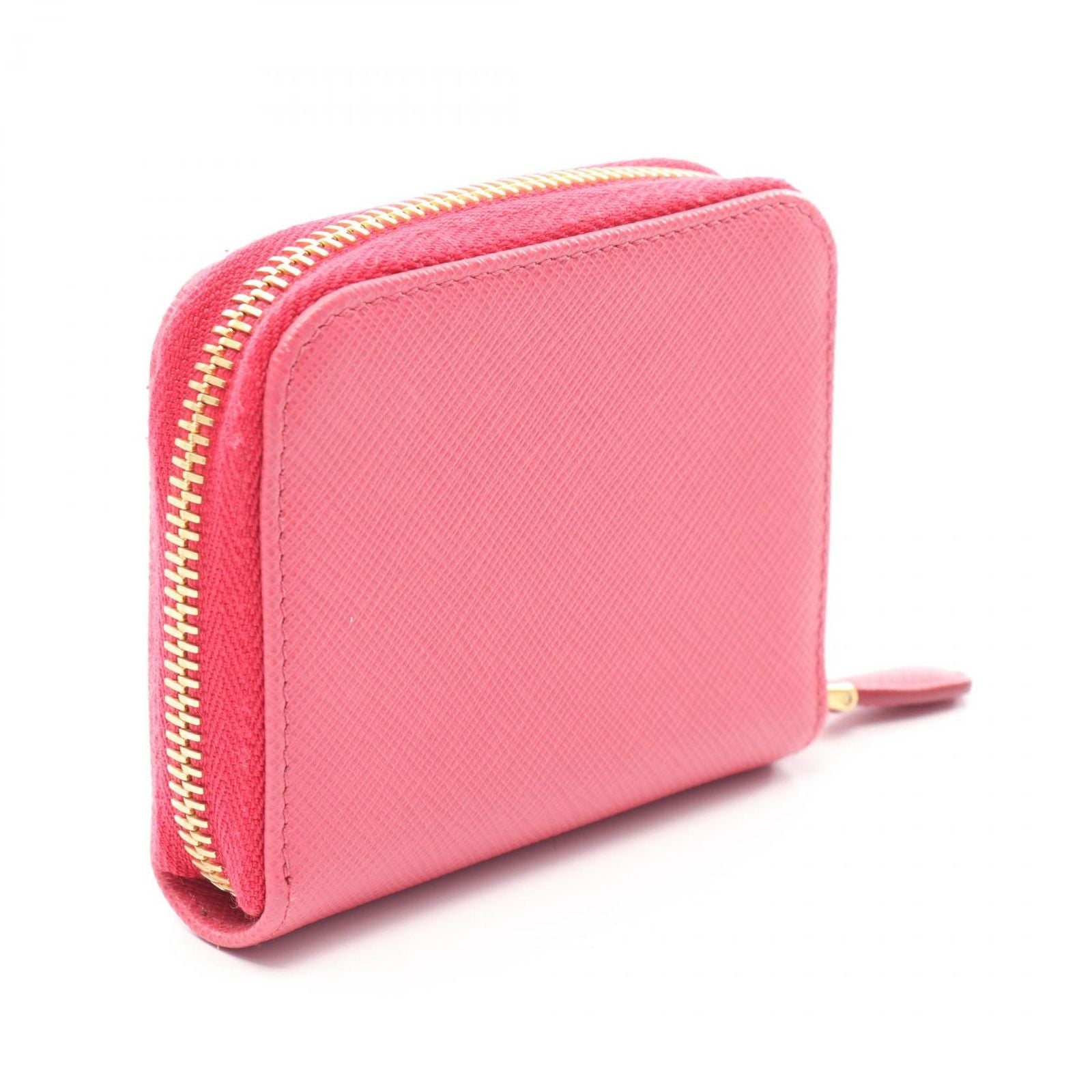 Prada Coin Case Saffiano Metal Zip Around 1 268 Pink Leather — view 2