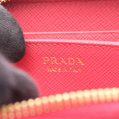 Prada Coin Case Saffiano Metal Zip Around 1 268 Pink Leather — view 4