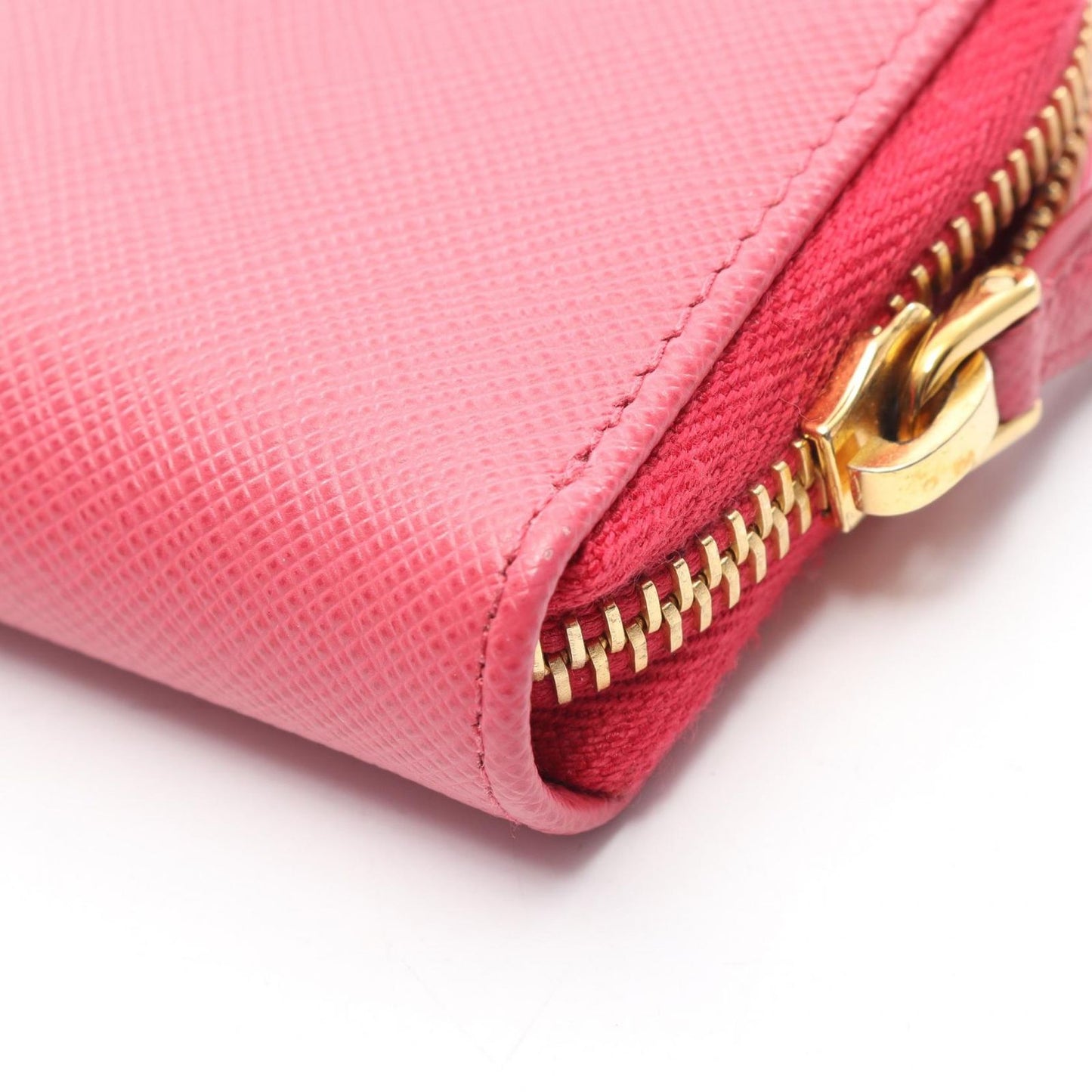 Prada Coin Case Saffiano Metal Zip Around 1 268 Pink Leather — view 5