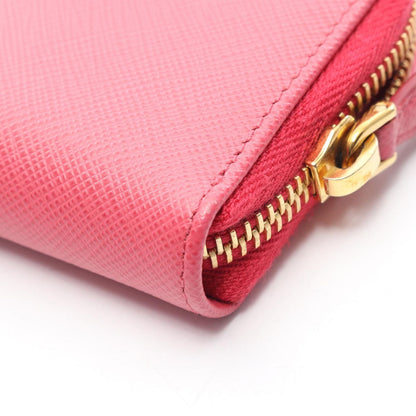 Prada Coin Case Saffiano Metal Zip Around 1 268 Pink Leather — view 5