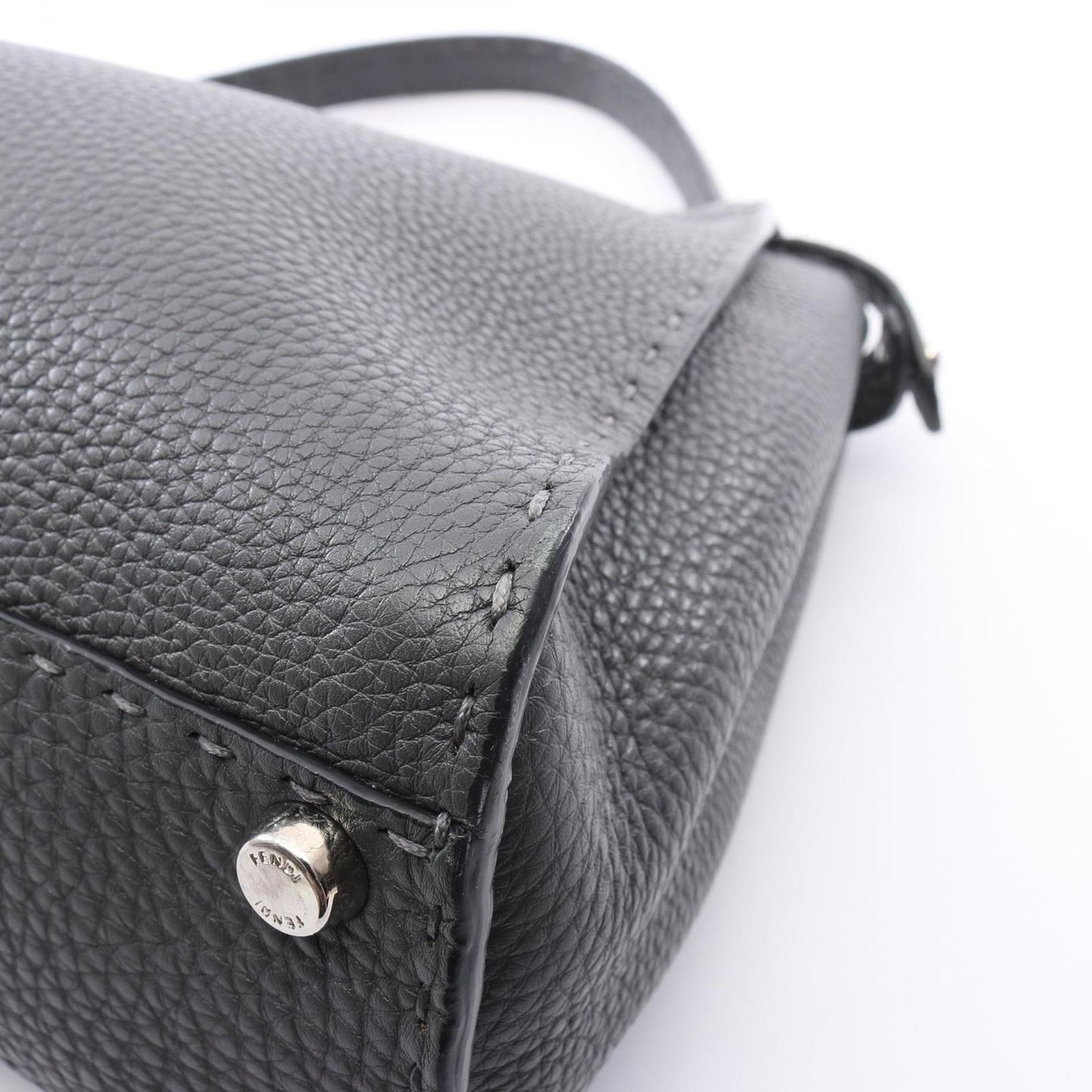 Fendi Handbag Peekaboo Regular Selleria 2-Way Charcoal Gray Leather — view 5