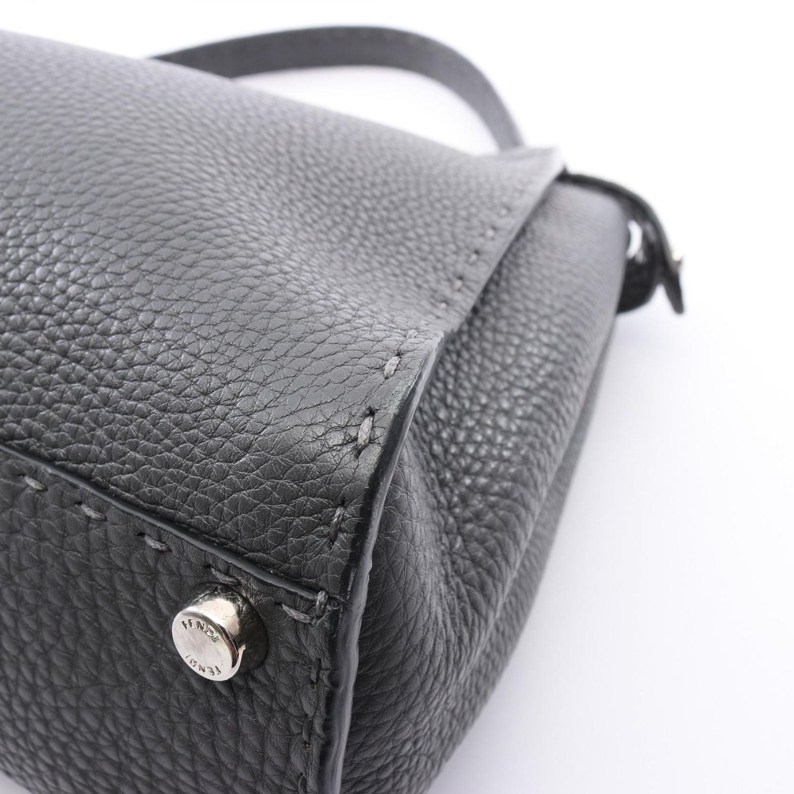 Fendi Handbag Peekaboo Regular Selleria 2-Way Charcoal Gray Leather — view 5