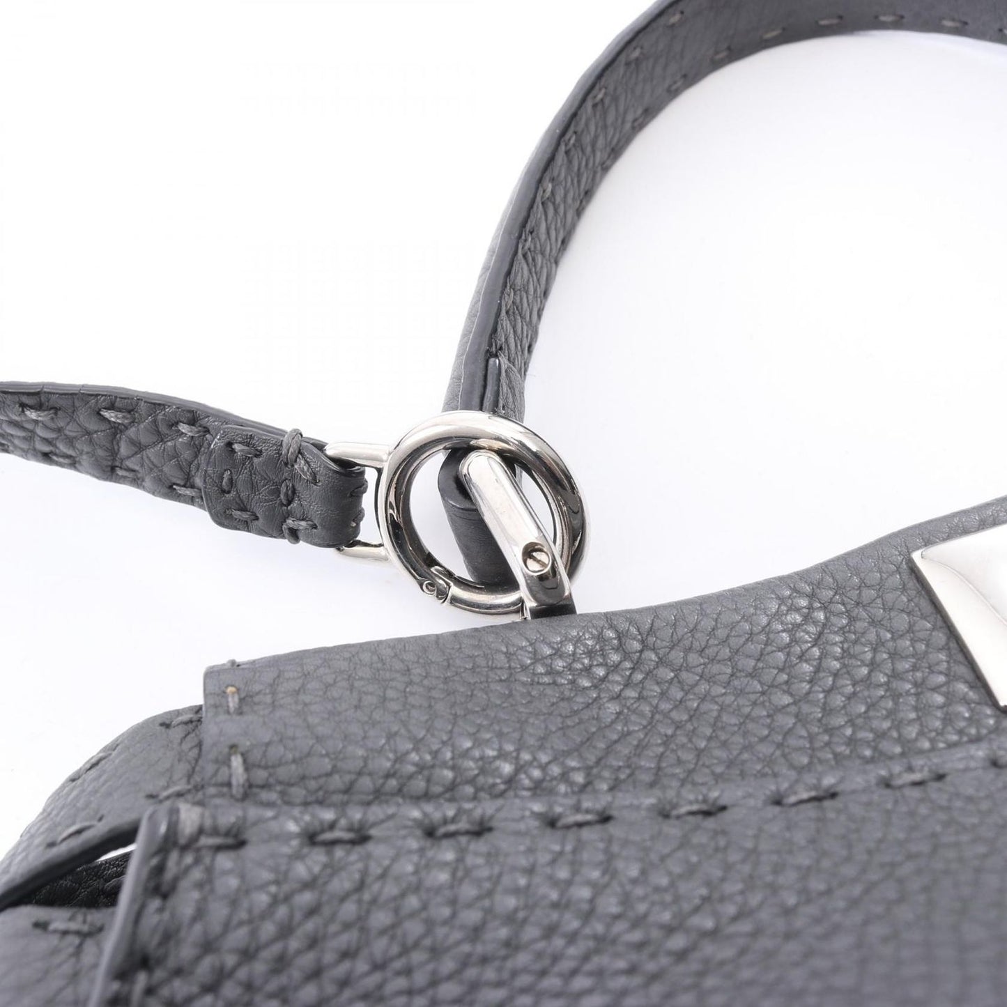 Fendi Handbag Peekaboo Regular Selleria 2-Way Charcoal Gray Leather — view 7