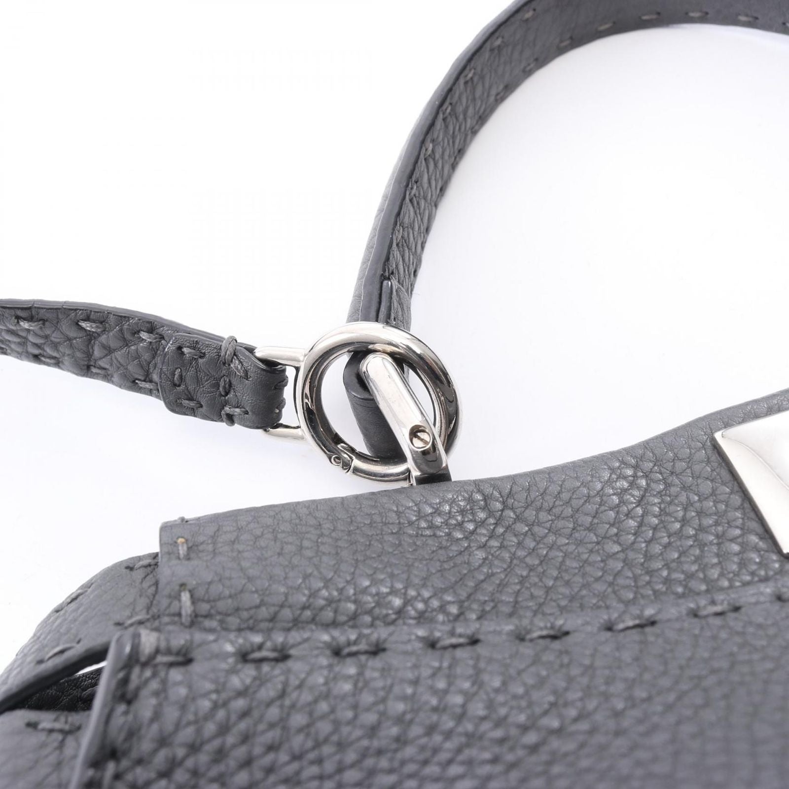 Fendi Handbag Peekaboo Regular Selleria 2-Way Charcoal Gray Leather — view 7