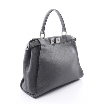 Fendi Handbag Peekaboo Regular Selleria 2-Way Charcoal Gray Leather — view 2