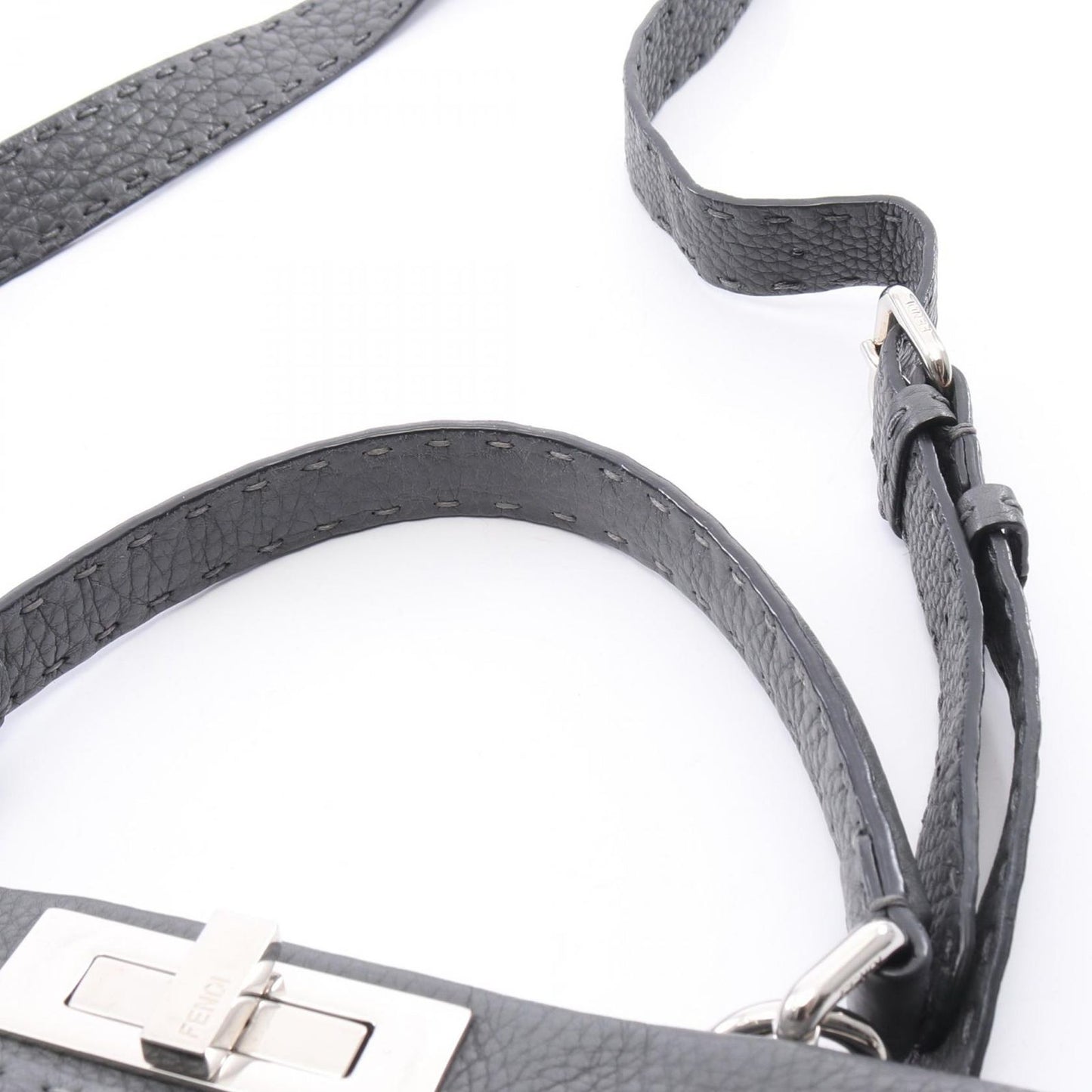 Fendi Handbag Peekaboo Regular Selleria 2-Way Charcoal Gray Leather — view 8