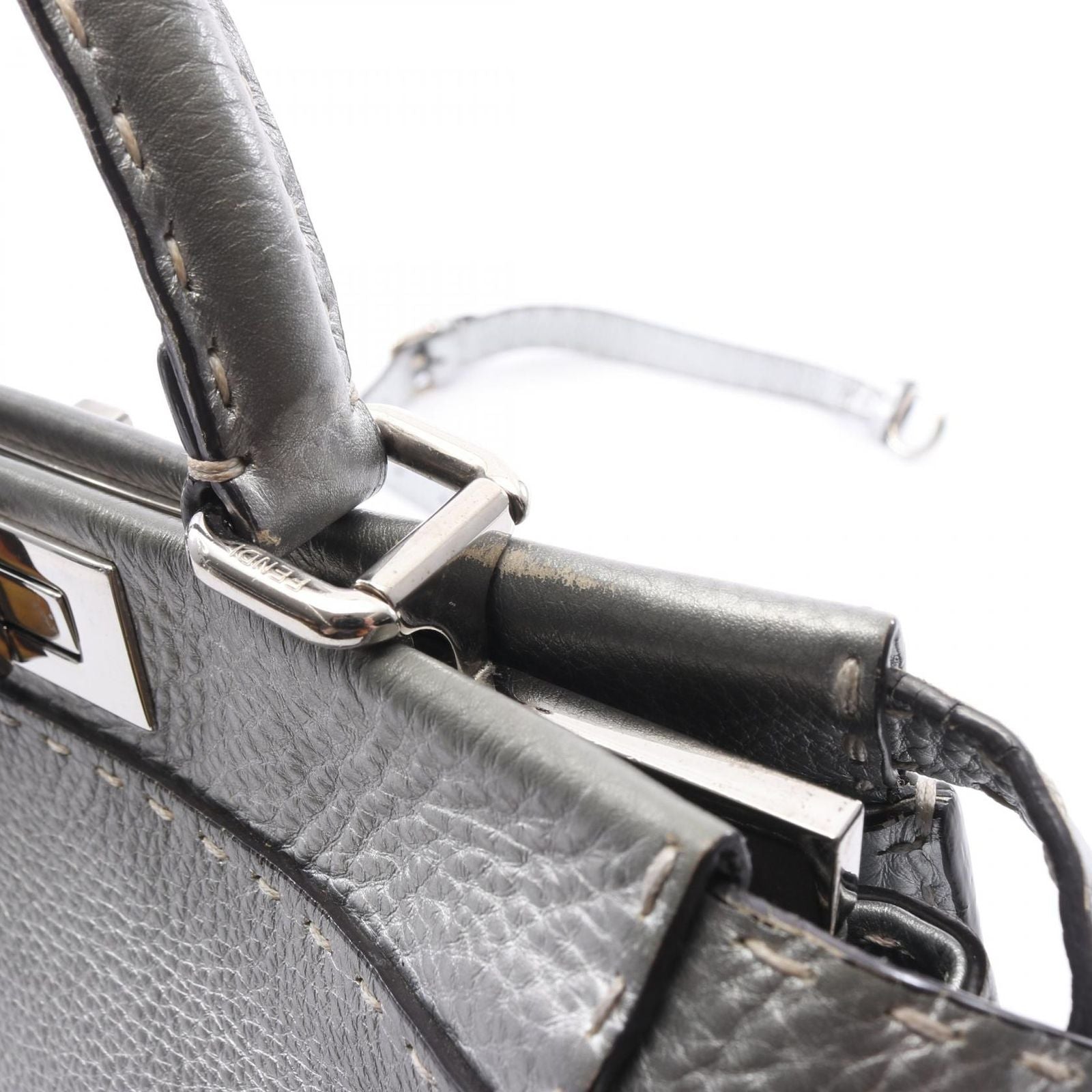 Fendi Handbag Peekaboo Regular Selleria 2-Way Silver Leather — view 7
