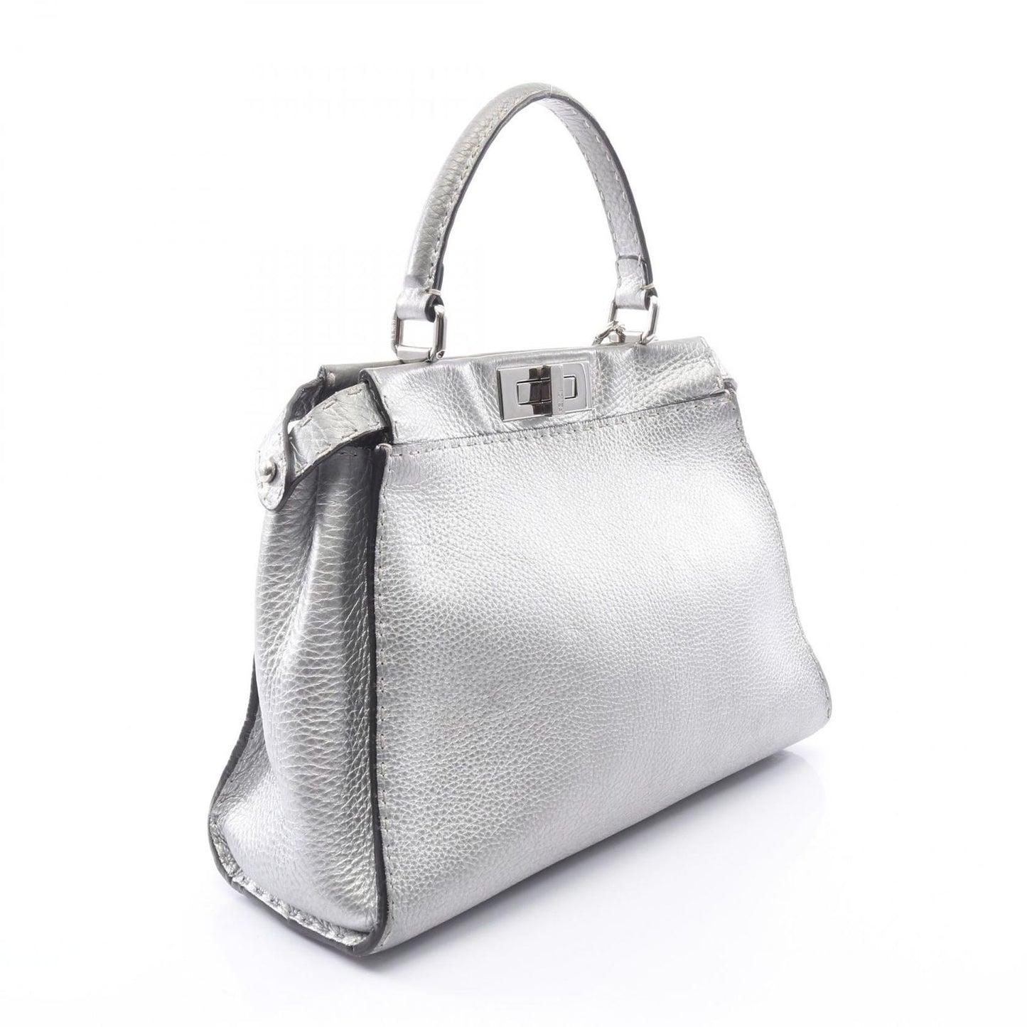 Fendi Handbag Peekaboo Regular Selleria 2-Way Silver Leather — view 2